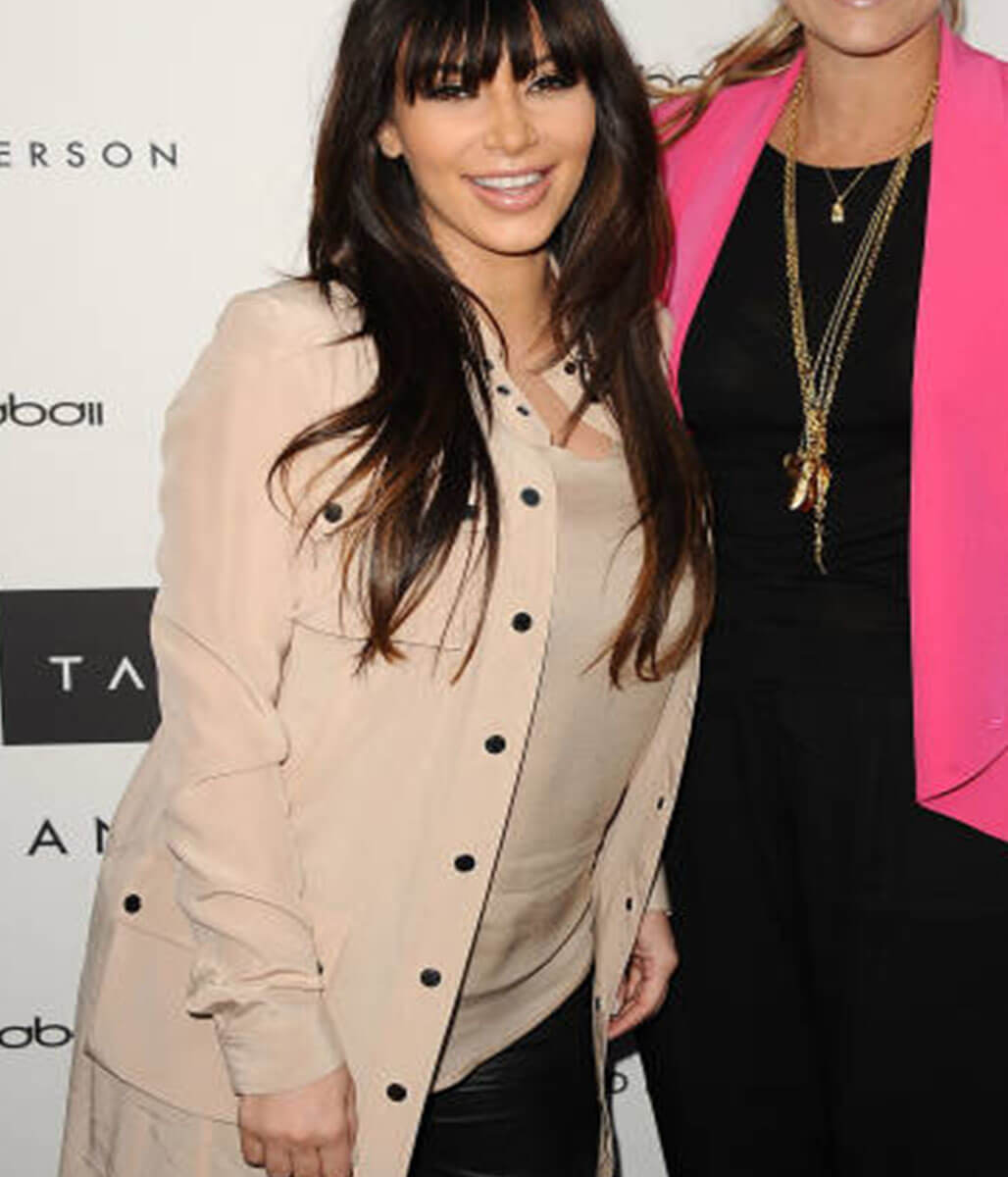 Kim Kardashian Beige Cotton Trench Coat