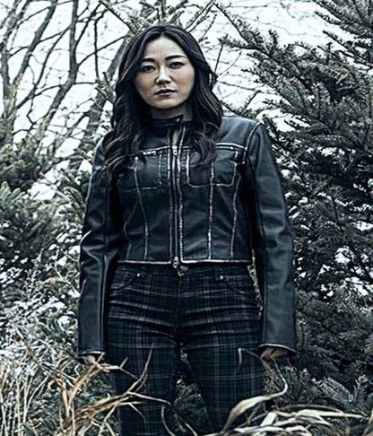 Kimiko Miyashiro The Boys Season 05 Black Leather Jacket
