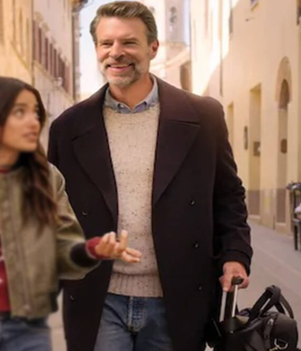 La Dolce Villa 2025 Scott Foley Blue Wool Coat