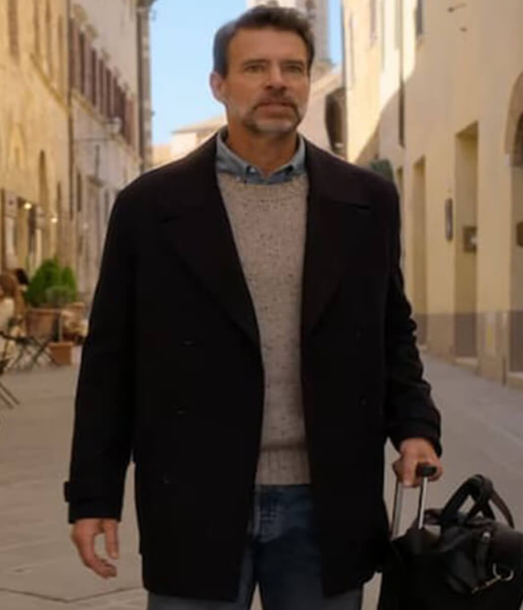 La Dolce Villa 2025 Scott Foley Blue Wool Coat