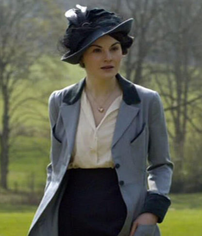 Lady Mary Crawley Downton Abbey Blue Wool Coat