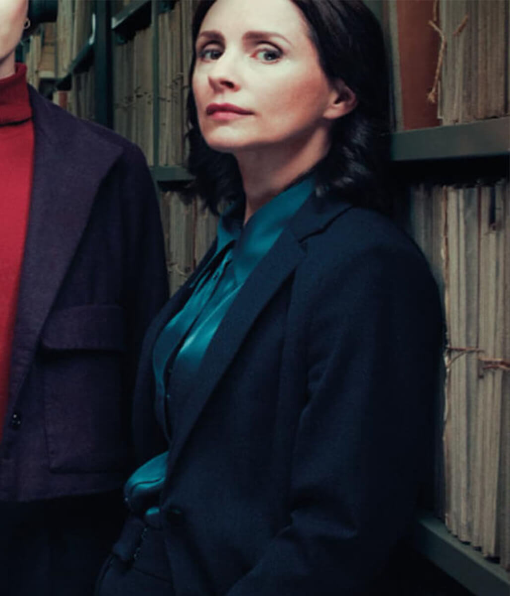 Laura Fraser Patience 2025 Dl Bea Metcalf Black Wool Coat