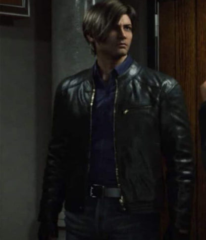 Leon Kennedy Infinite Darkness Black Leather Jacket