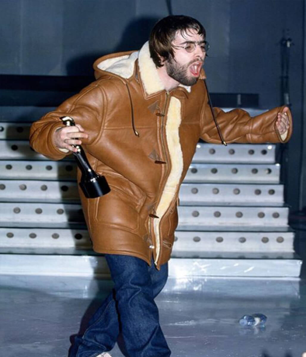 Liam Gallagher Vintage Brown Shearling Leather Coat