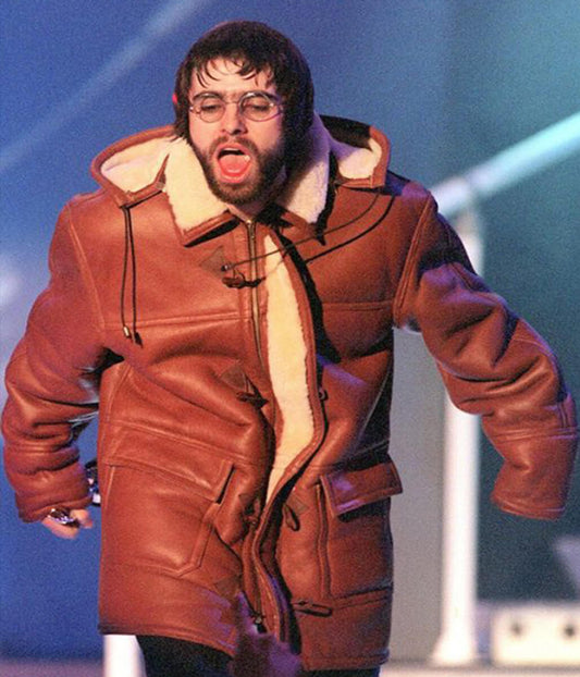 Liam Gallagher Vintage Brown Shearling Leather Coat