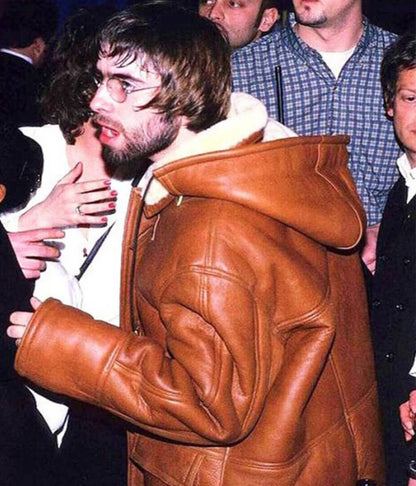 Liam Gallagher Vintage Brown Shearling Leather Coat
