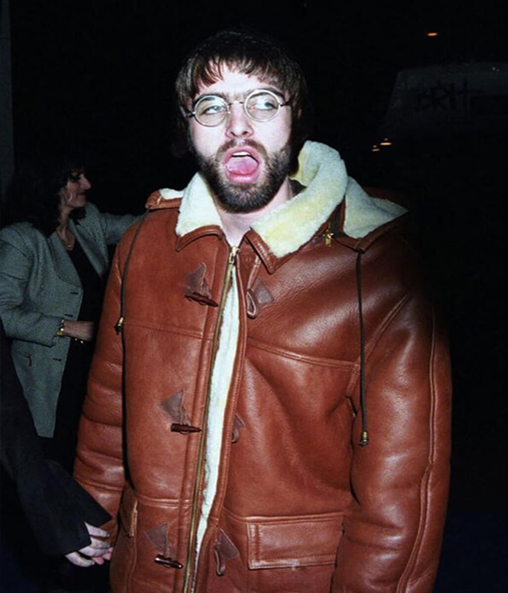 Liam Gallagher Vintage Brown Shearling Leather Coat
