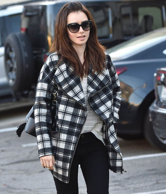 Lily Collins Wool Blend Coat