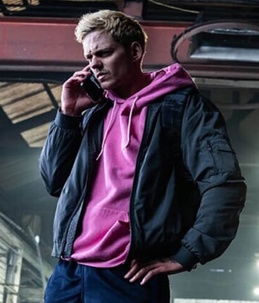 Locked 2025 Bill Skarsgard Grey Bomber Jacket