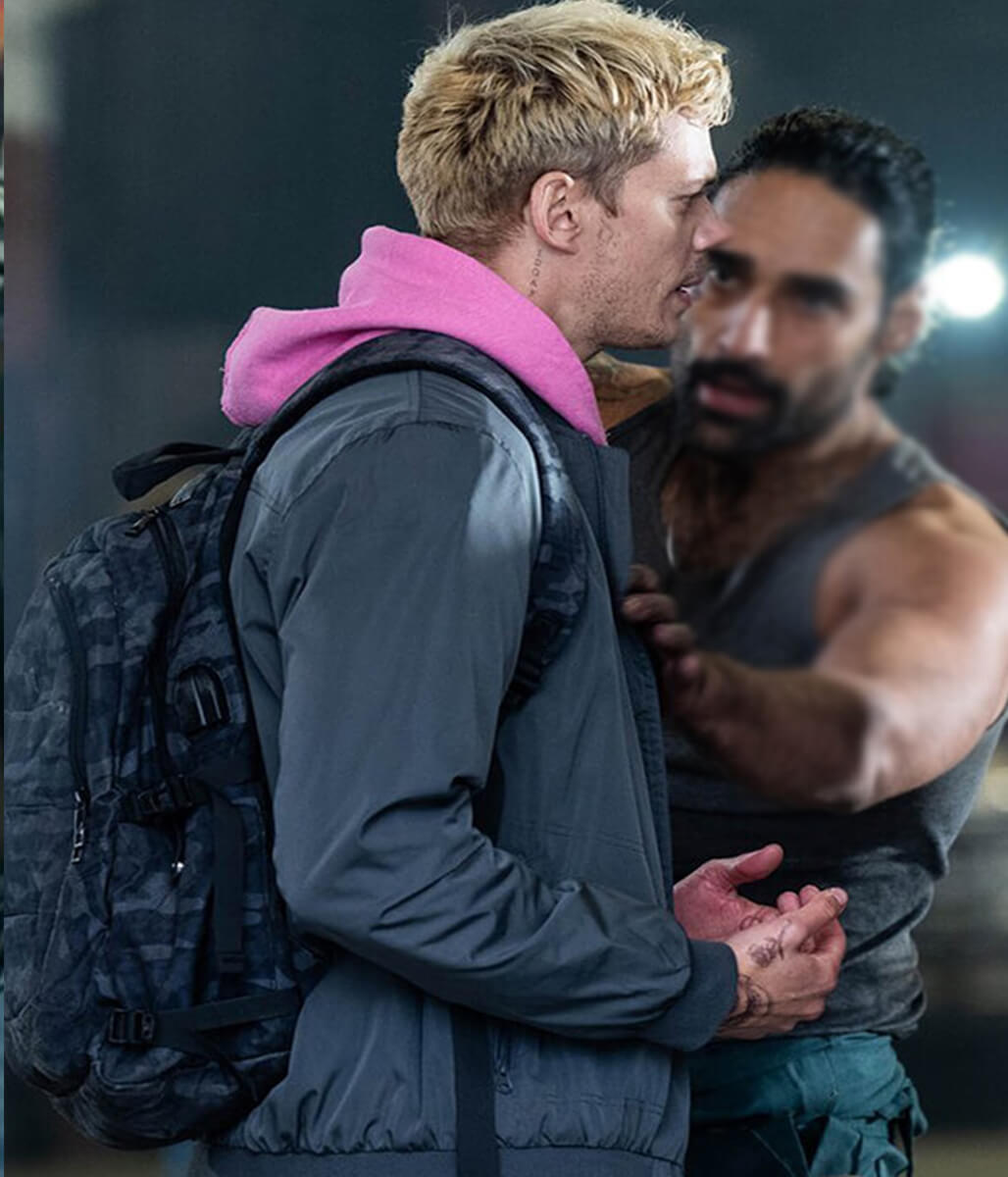 Locked 2025 Bill Skarsgard Grey Bomber Jacket