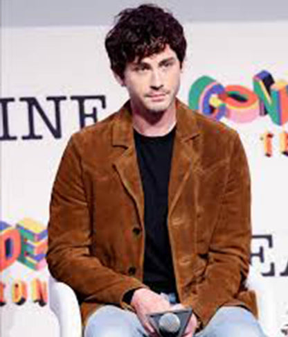 Logan Lerman Brown Suede Leather Jacket
