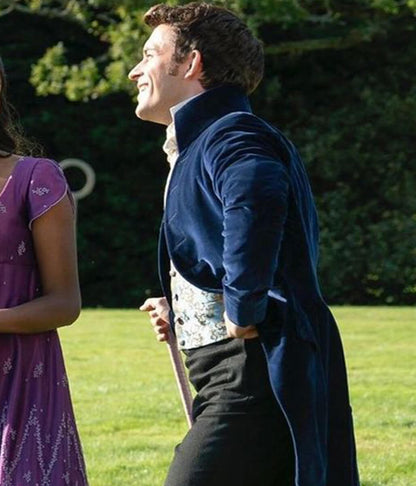 Lord Anthony Bridgerton Blue Velvet Coat
