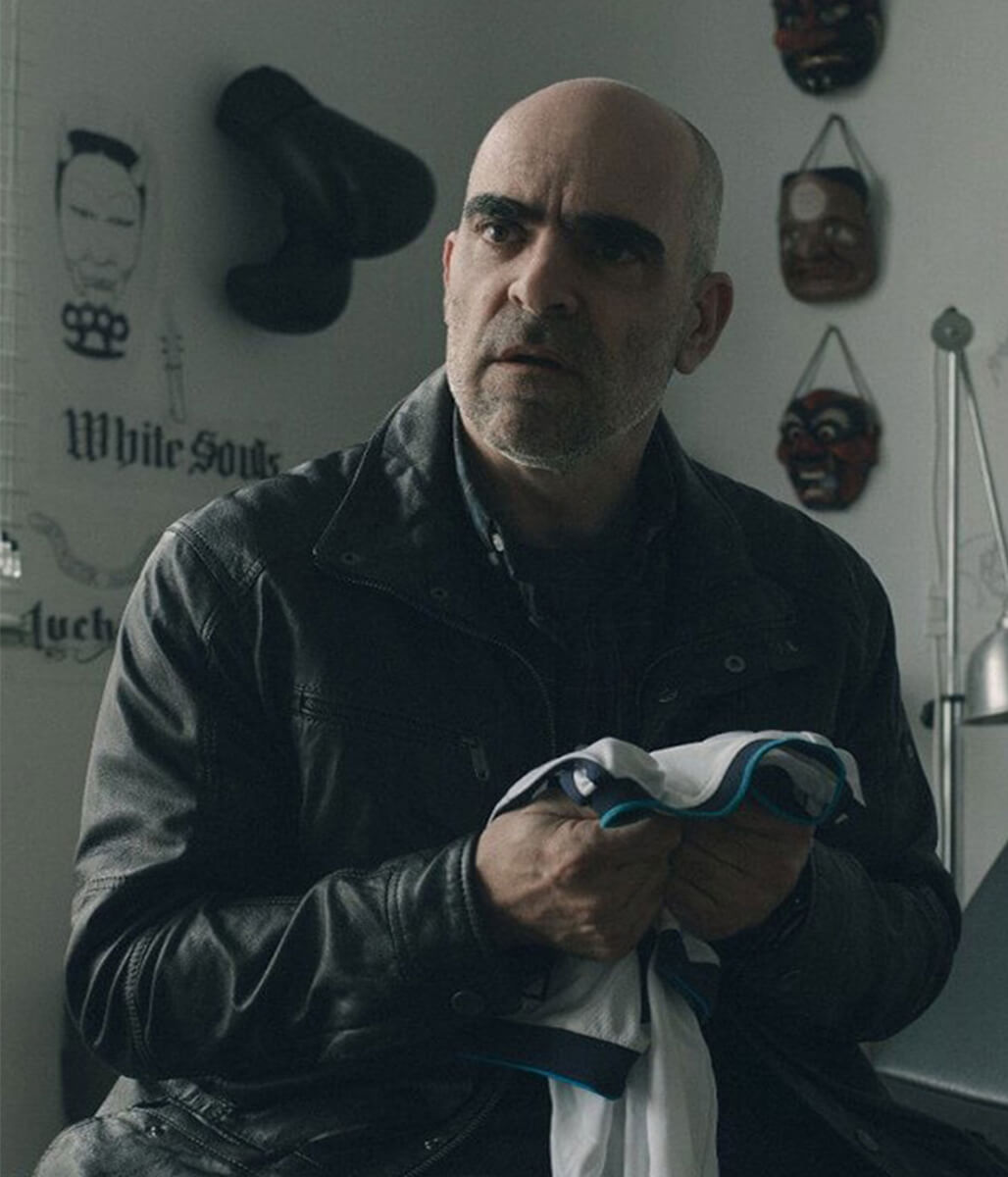 Luis Tosar Salvador 2026 Black Leather Jacket