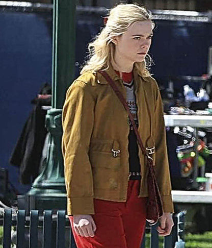 Margo's Got Money Trouble S1 Elle Fanning Brown Cotton Jacket