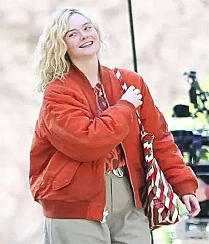 Margo's Got Money Trouble S1 Elle Fanning Orange Bomber Jacket