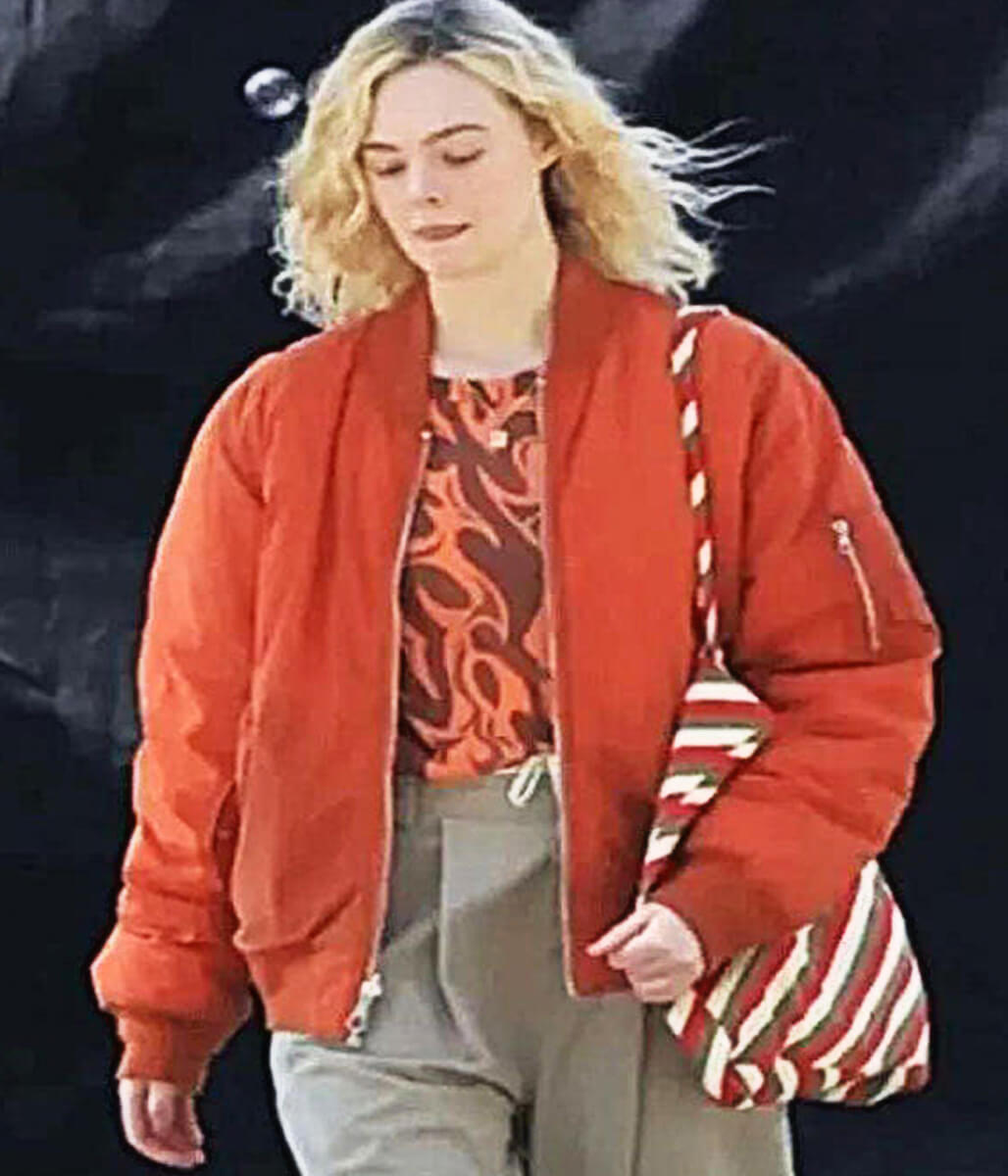 Margo's Got Money Trouble S1 Elle Fanning Orange Bomber Jacket
