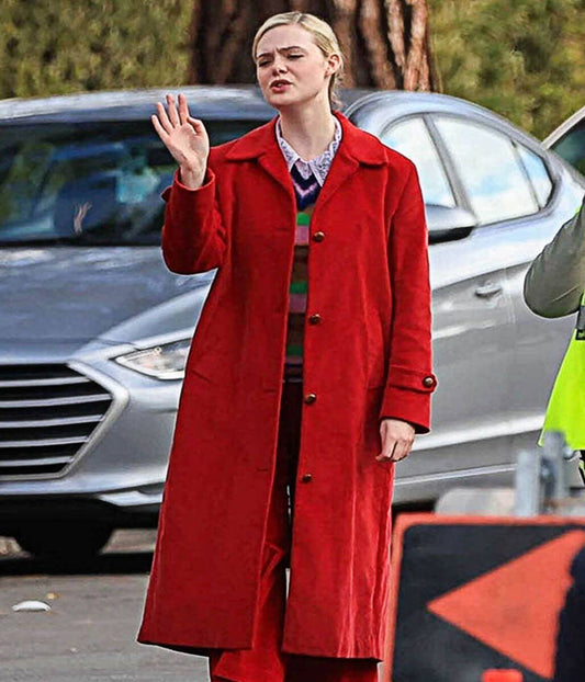 Margo's Got Money Trouble S1 Elle Fanning Red Wool Coat