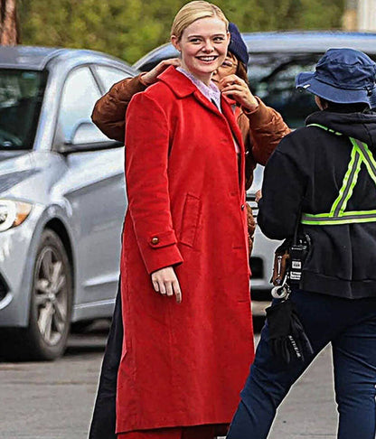 Margo's Got Money Trouble S1 Elle Fanning Red Wool Coat