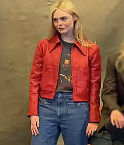 Margo's Got Money Trouble S1 Elle Fanning Tan Leather Jacket