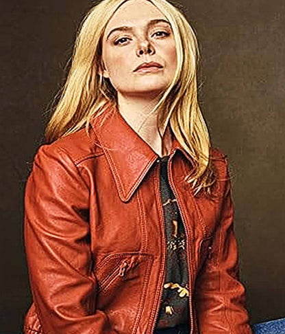 Margo's Got Money Trouble S1 Elle Fanning Tan Leather Jacket