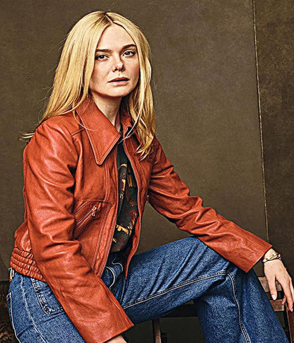 Margo's Got Money Trouble S1 Elle Fanning Tan Leather Jacket