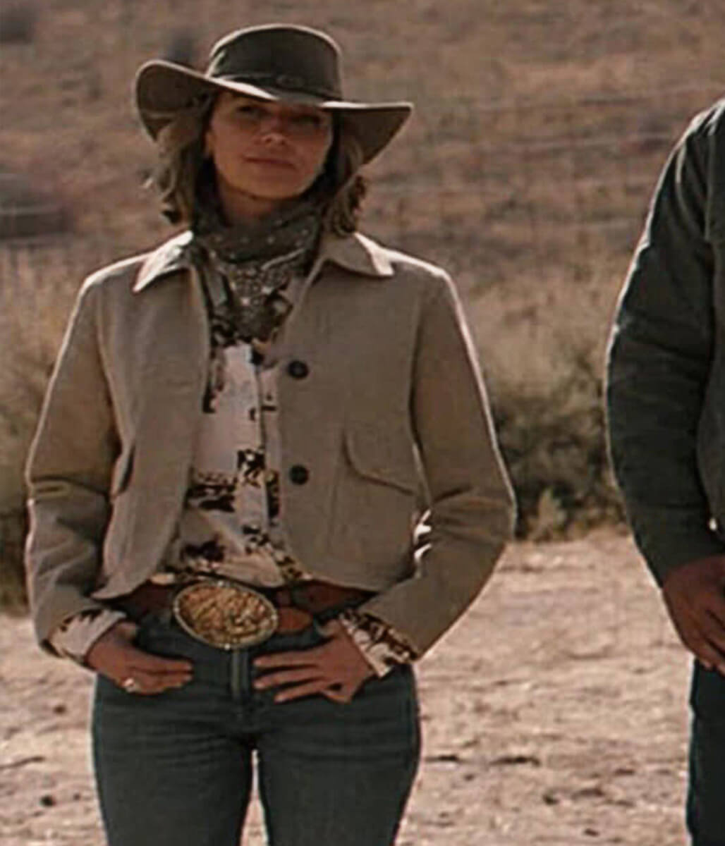 Marshals 2026 Arielle Kebbel Beige Suede Leather Jacket