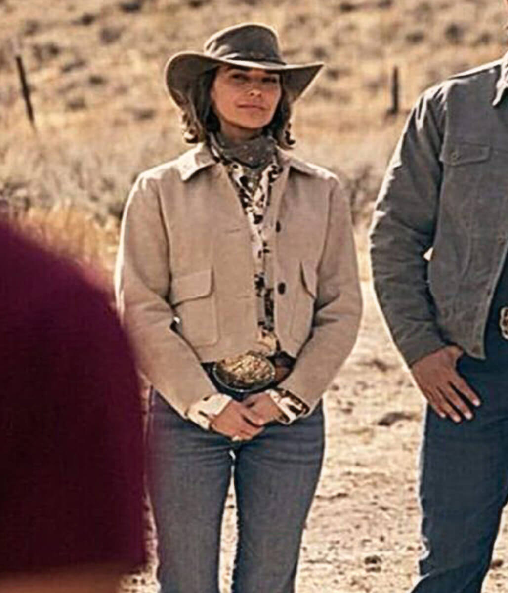 Marshals 2026 Arielle Kebbel Beige Suede Leather Jacket
