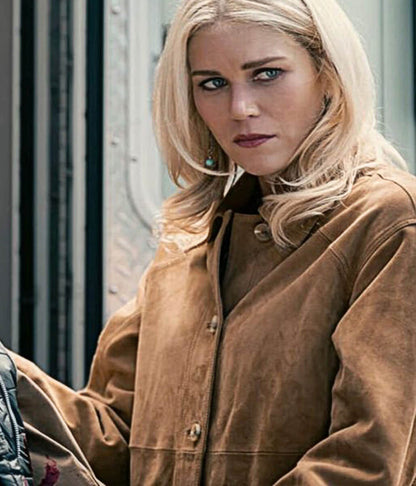 Marshals S1 Ellyn Jameson Brown Suede Leather Jacket