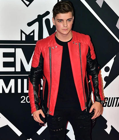  Martin Garrix Red Leather Jacket