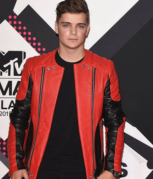  Martin Garrix Red Leather Jacket