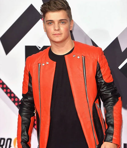  Martin Garrix Red Leather Jacket