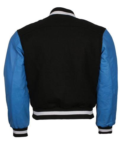 Men Black and Blue Letterman Varsity Jacket