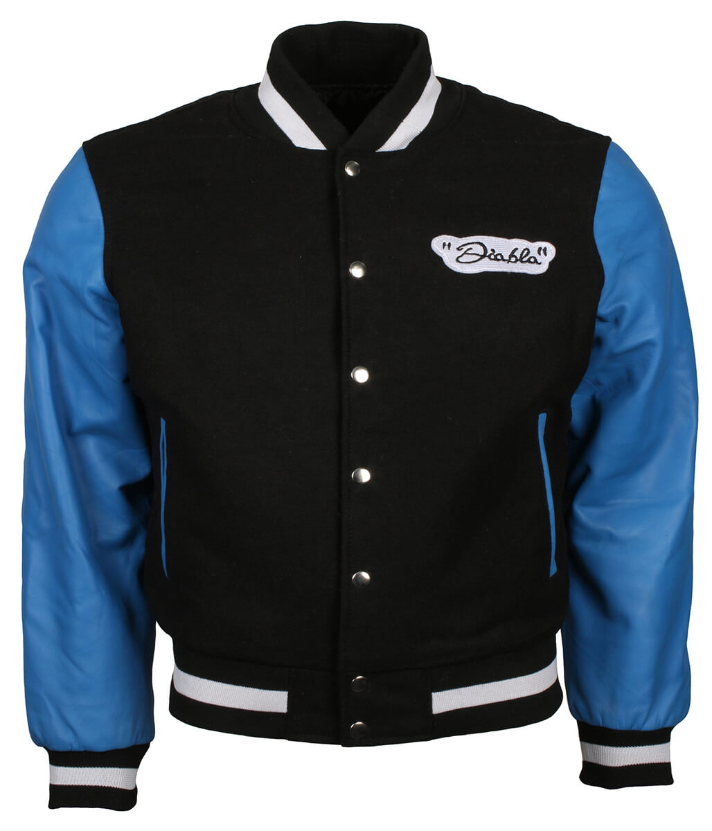 Men Black and Blue Letterman Varsity Jacket