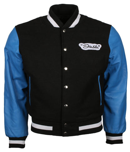 Men Black and Blue Letterman Varsity Jacket