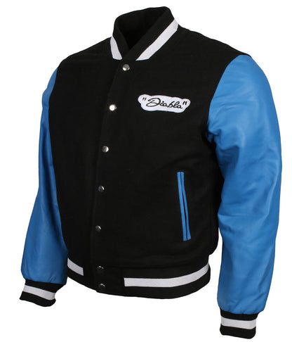 Men Black and Blue Letterman Varsity Jacket
