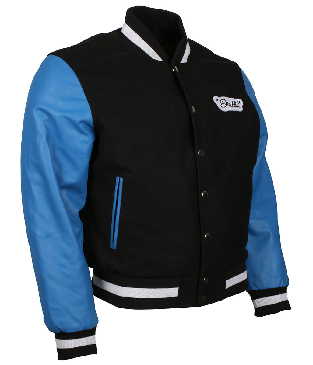 Men Black and Blue Letterman Varsity Jacket