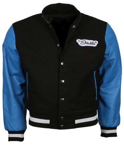 Men Black and Blue Letterman Varsity Jacket