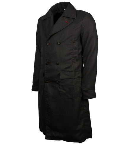 Men Double Breasted Charcoal Houndstooth Long Trench Coat
