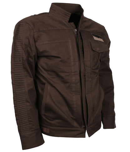 Men Ribbed Sleeve Dark Brown Cotton Jacket