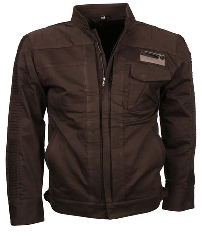 Men Ribbed Sleeve Dark Brown Cotton Jacket