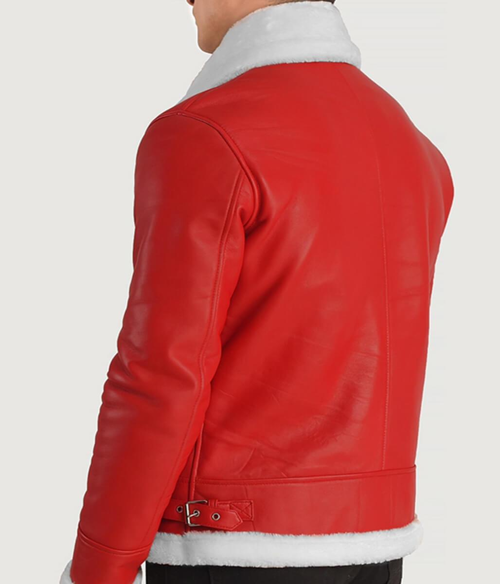 Men’s Red B3 Aviator Bomber Leather Jacket
