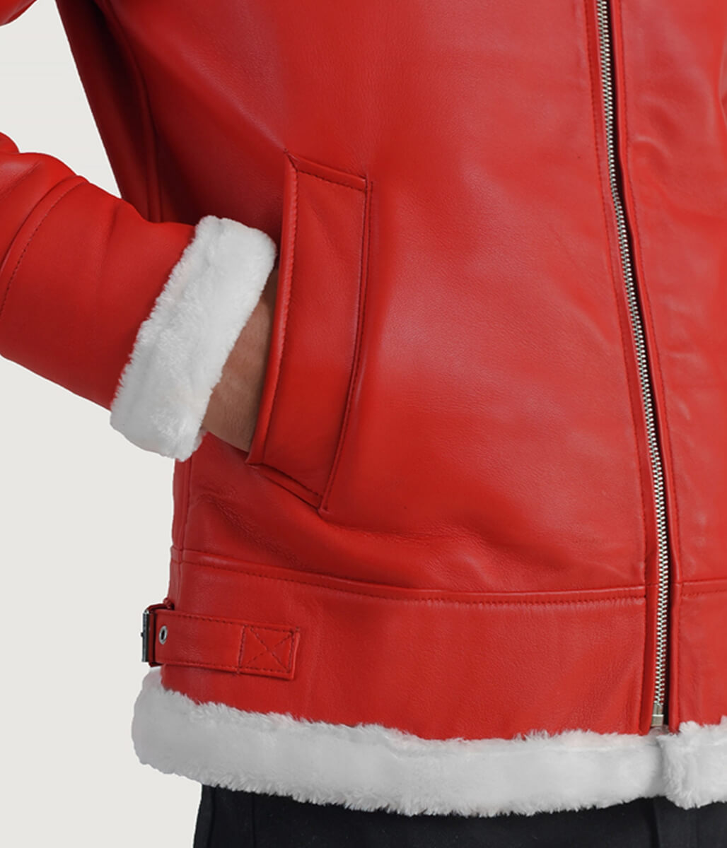 Men’s Red B3 Aviator Bomber Leather Jacket