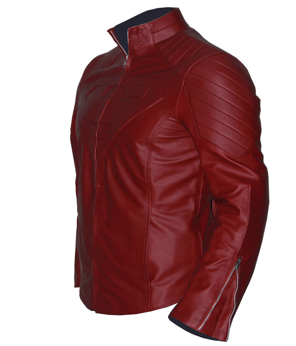 Men Smallville Clark Kent Red Leather Cosplay Jacket