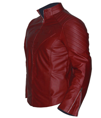 Men Smallville Clark Kent Red Leather Cosplay Jacket