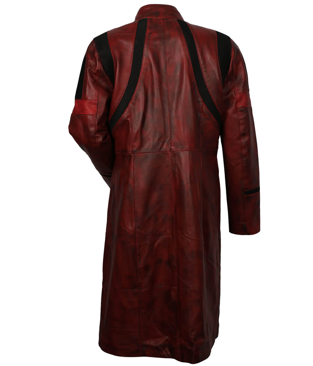 Men Star Lord Guardians Vol. 2 Maroon Leather Coat