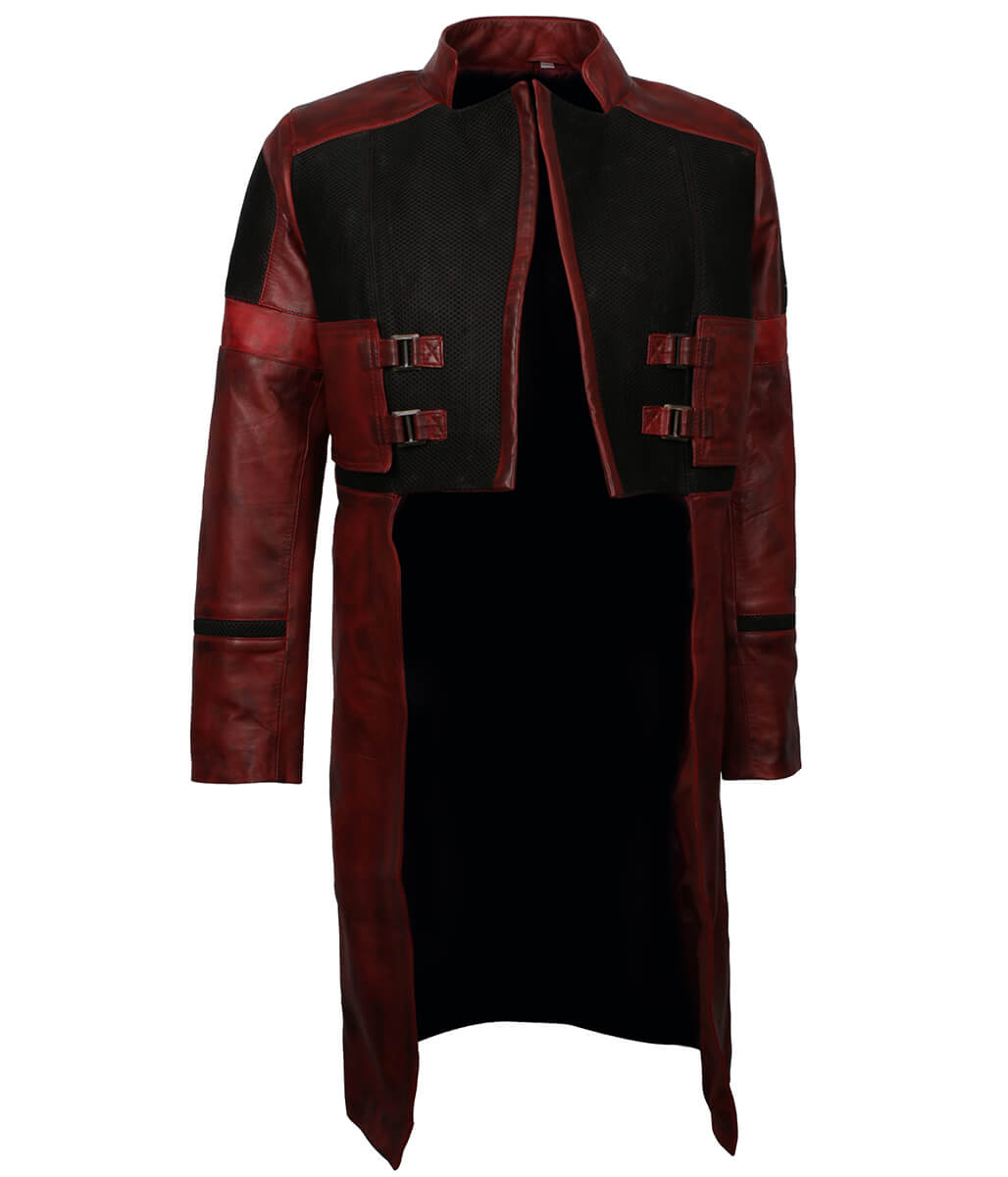 Men Star Lord Guardians Vol. 2 Maroon Leather Coat