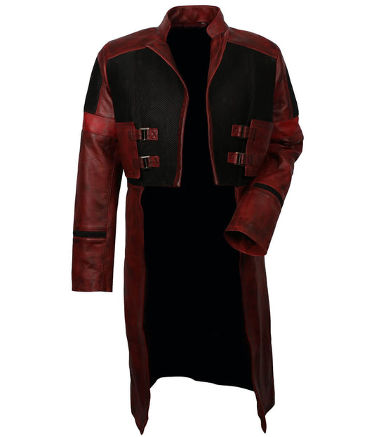 Men Star Lord Guardians Vol. 2 Maroon Leather Coat
