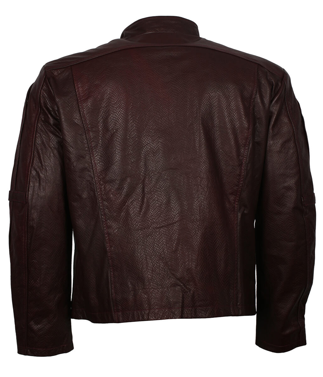 Men Star Lord Guardians Vol. 2 Maroon Leather Jacket