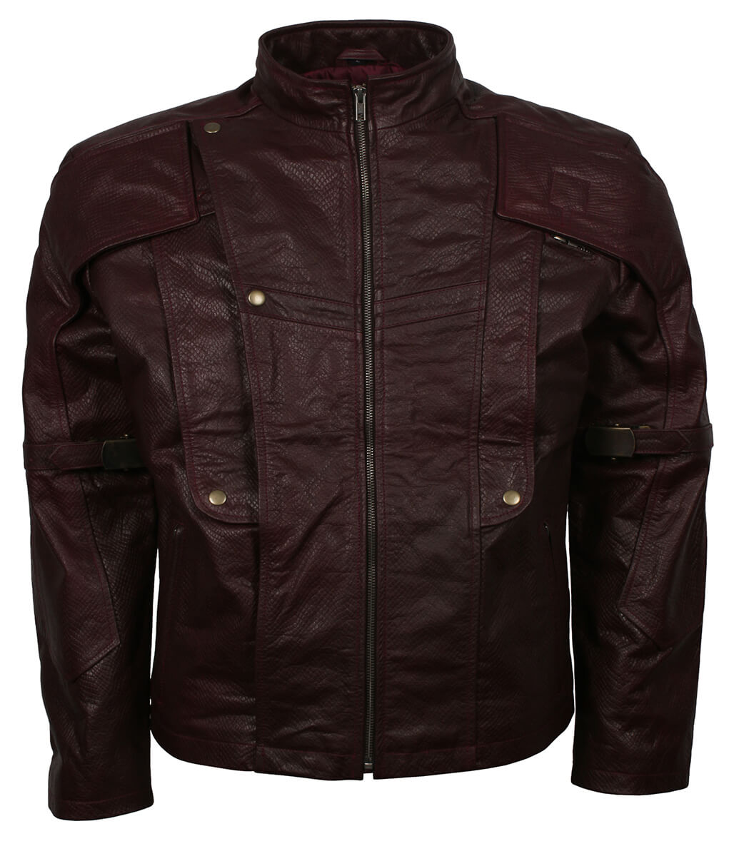 Men Star Lord Guardians Vol. 2 Maroon Leather Jacket