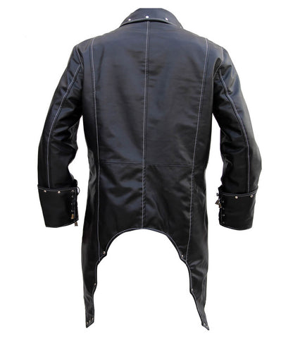 Men Steampunk Gothic Studded Black Trench Coat